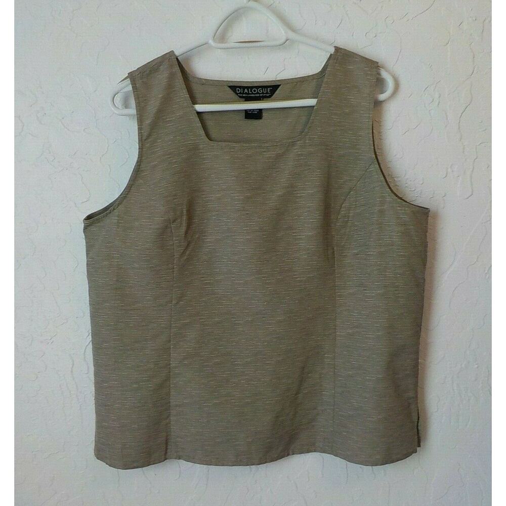 Dialogue Classic Beige Tank Top Women size Large 100% Silk Sleeveless Minimalist